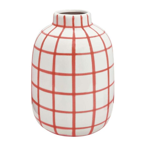 J.Elliot Home Wallace Check Vase 17x17x23.5cm Bubblegum Modern Home Decor