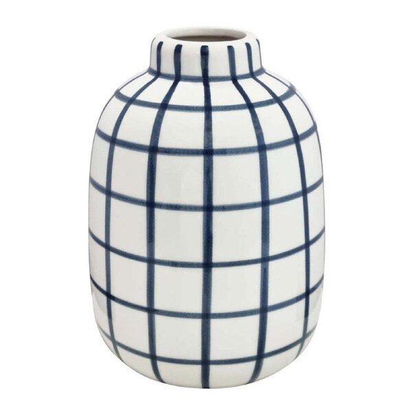 J.Elliot Home Wallace Check Vase 17x17x23.5cm Navy Modern Home/House Decor