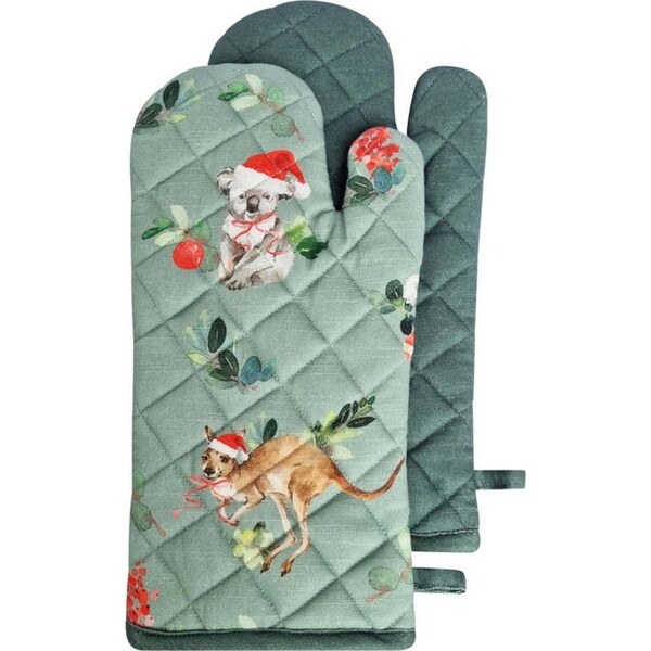 2pc J.Elliot Home Outback Christmas Oven Mitt 19x35cm Mint & Green Home Decor