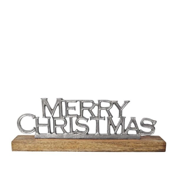 J.Elliot Home Merry Christmas Greetings Decoration Silver & Natural Home Decor