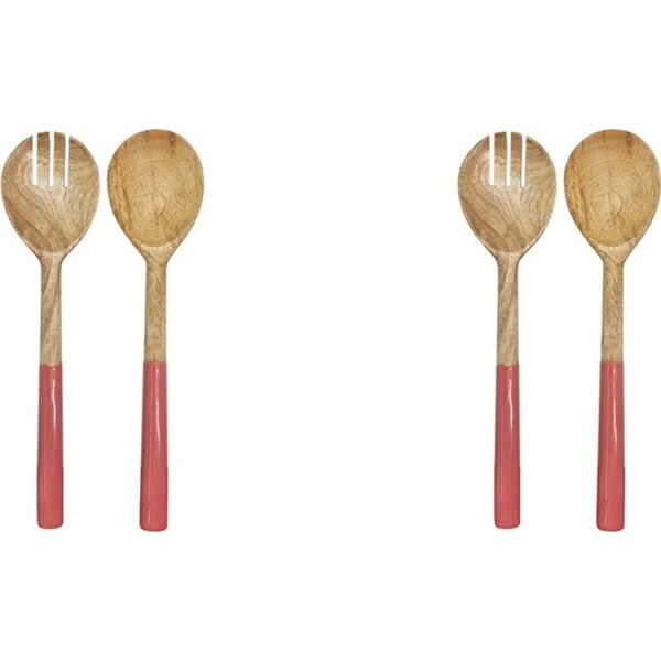 2x J.Elliot Home Stella Salad Servers 30cm Bubblegum & Natural Modern Home Decor