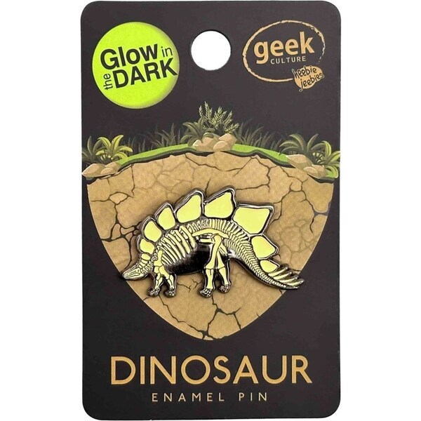 Geek Culture Dinosaur Skeleton Glow Enamel Pin Button Badge/Brooch Stegosaurus