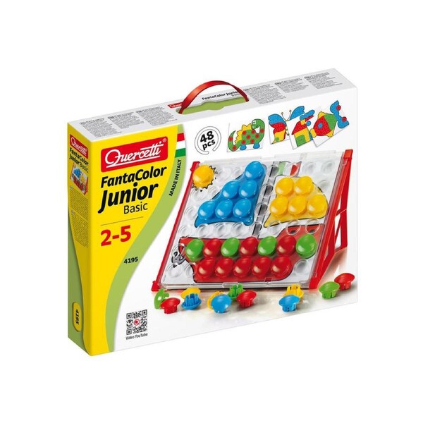 48pc Quercetti Fanta Color Junior Basic Peg Board Kids Toy w/ Plastic Stand 2-5y