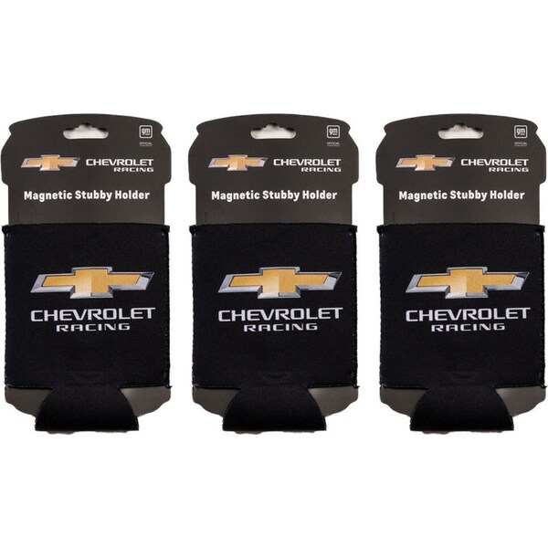 3x The Stubby Club Chevy Magnetic Stubby Beverage/Drink Can Holder Cooler