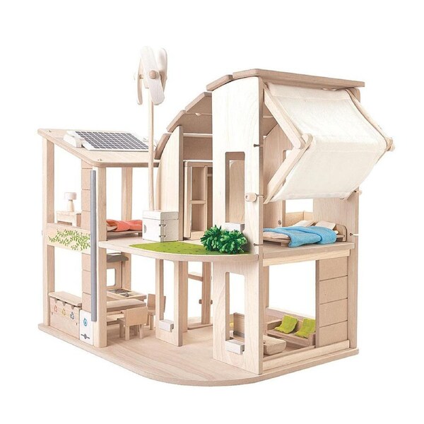 Plan Toys Green Dollhouse w/ Furniture Kids/Childrens Interactive Toy Playset 3+