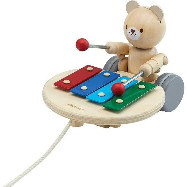 Plan Toys Pull-Along Musical Bear Kids/Childrens Interactive Toy Playset 12M+