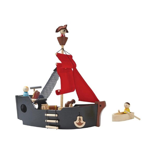 Plan Toys Wood Pirate Ship Kids/Childrens Interactive Play Fun Toy Playset 3+