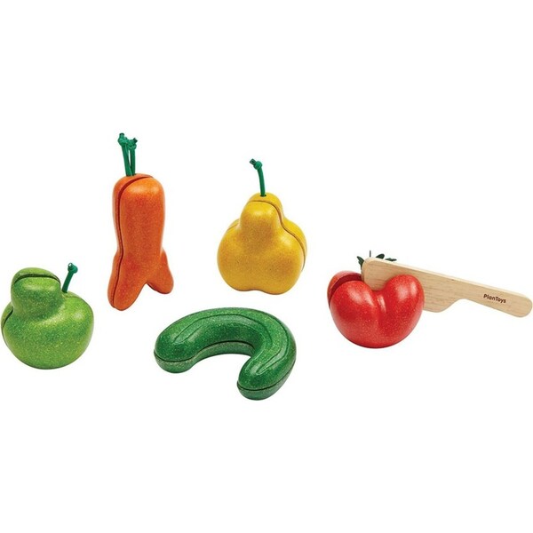 Plan Toys Wonky Fruit & Vegetables Kids/Childrens Interactive Toy Playset 18M+