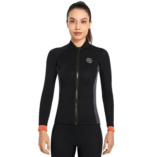 Nevenka 3mm Women Wetsuits Top Neoprene Long Sleeve Jacket-Black M