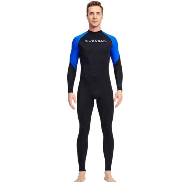 Nevenka Men Thin Quick Dry Full Body Swimsuit with Sun Protective-Blue XL