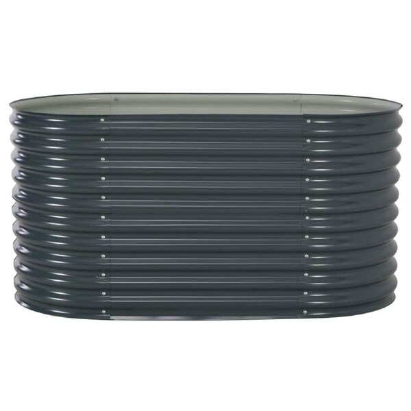 Garden Bed 160x80x81 cm Oval Planter Herb Box Raised Container Galvanised Steel