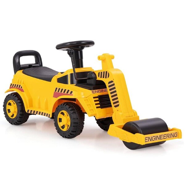 Costway Ride on Road Roller Ride on Construction Vehicle Push Car Yellow