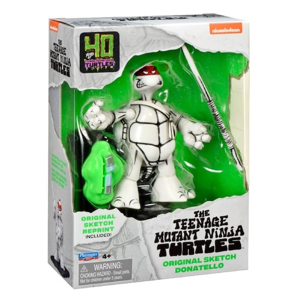 Teenage Mutant Ninja Turtles 40th Anniversary Original Sketch Donatello Figure With Base and Original Sketch Print (Black and White)