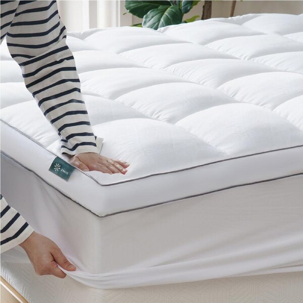 Zinus Double Quilted Bamboo Mattress Topper- Fits up to 40cm Thick Mattresses