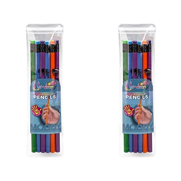 2x 6pc Chameleon Colour Change Pencil Set w/ Case Kids Drawing Art - Assorted