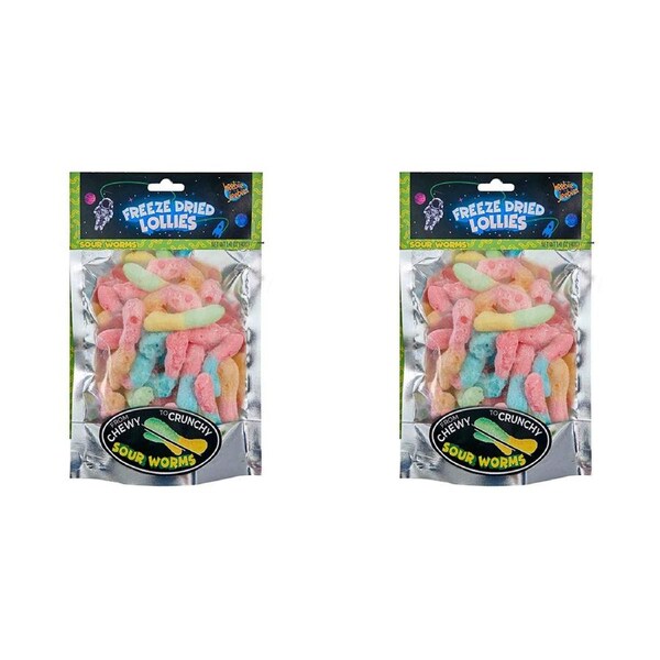 2x Heebie Jeebies 40g Sour Worms Freeze Dried Lollies Candy Sweets Confectionery