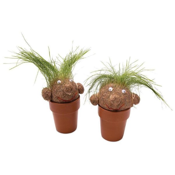 2x Mrs Green Pot Head Children Grass Growing Plant Doll Planter Fun Activity