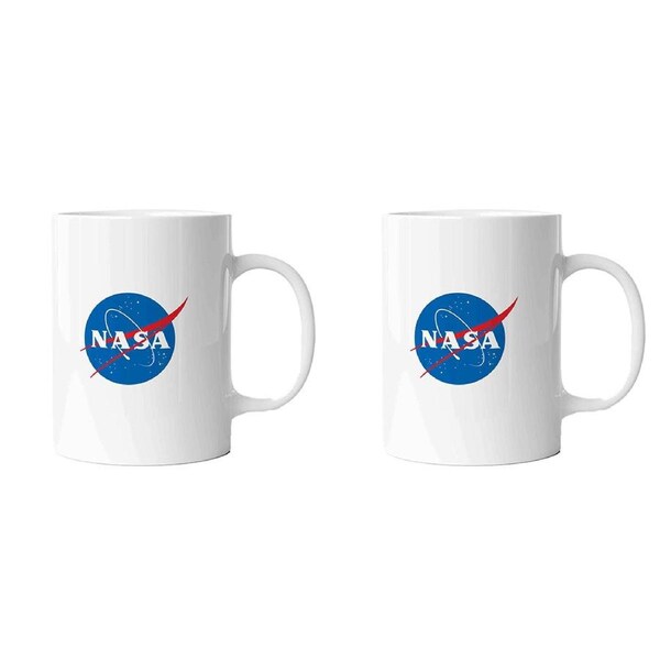 2x Geek Culture NASA Logo Mug Coffee/Tea Drinking Cup w/ Handle Round WHT 9.5cm