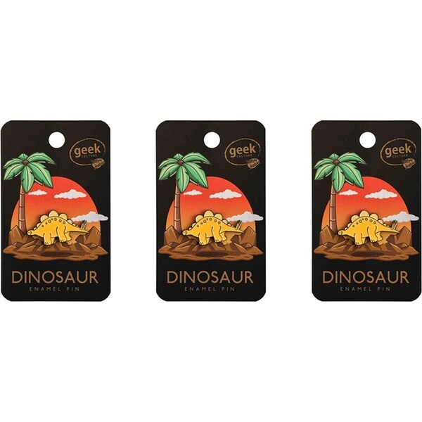 3x Geek Culture Dino Enamel Pin Button Badge/Brooch Patch Jewellery Stegosaurus