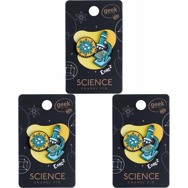 3x Geek Culture Science Enamel Pin BTN Badge/Brooch Patch Jewellery Microscope