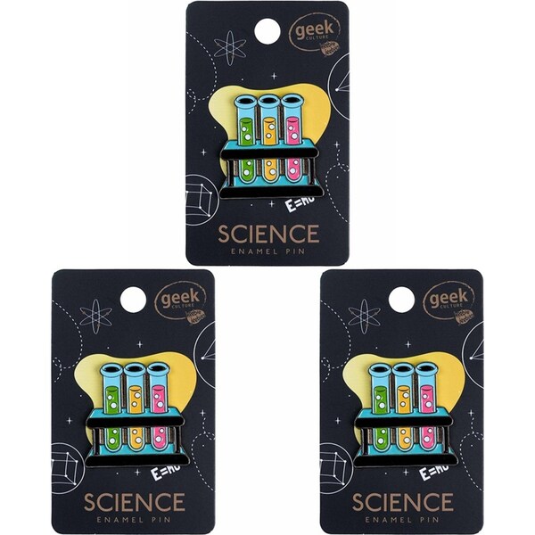 3x Geek Culture Science Enamel Pin Button Badge/Brooch Jewellery Test Tube Rack