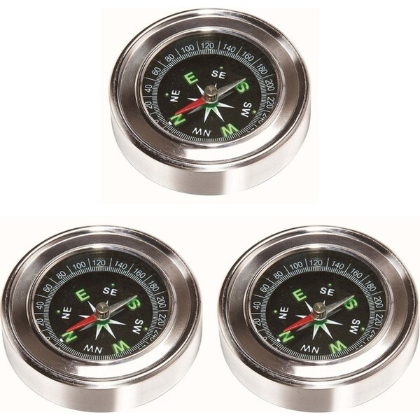 3x Heebie Jeebies Stainless Steel Pocket 2.5'' Outdoor Travel Navigation Compass