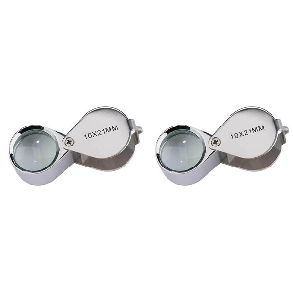 2x Heebie Jeebies Stainless Steel Mini Pocket Field 10x Outdoor Magnifier 2cm