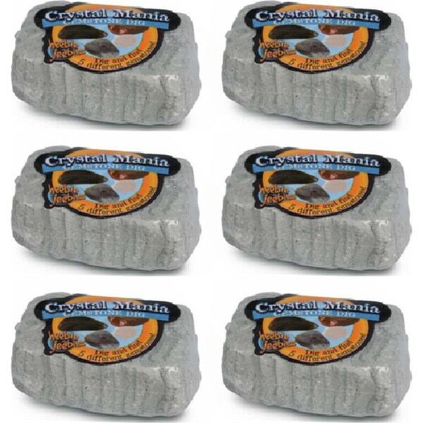 6x Heebie Jeebies Pocket Money Science Gemstone Dig Mini Geology Kit Toy Assort