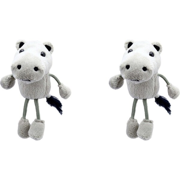 2x The Puppet Company Hippo Finger Puppets 13cm Hand Toy White Kids/Child 12m+