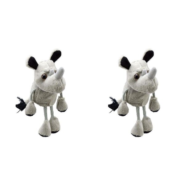 2x The Puppet Company Rhino Finger Puppets 13cm Play Toy Grey Kids/Children 12m+