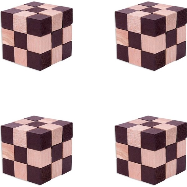 4x Smart Brain Snake Wood Cube Puzzle Solving Kids/Children Interactive Play Toy