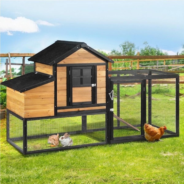 192cm x 78cm x 116cm i.Pet Chicken Coop Rabbit Hutch Extra Large Wooden Run Cage