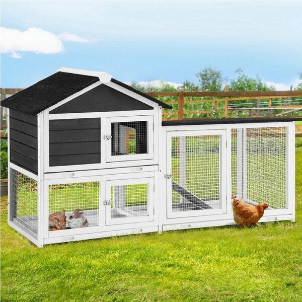 180cm X 53cm X 94cm i.Pet Chicken Coop Rabbit Hutch Extra Large Wooden Run Cage House