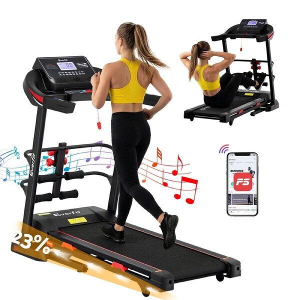 Everfit 45cm Electric Treadmill Auto Incline 4 IN 1 Foldable Walking Pad with Sit Up Bar Home Gym