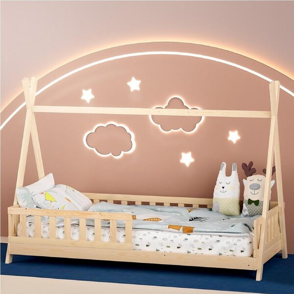 Artiss Wooden Bed Frame Kids House Frames PUAH