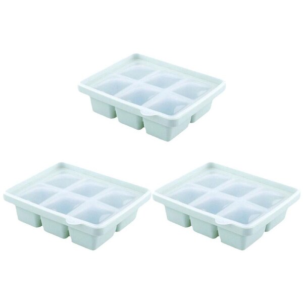 3x Kuvings Silicone 15cm Baby Food-Prep & Serving Meal Container 6-Holes Green