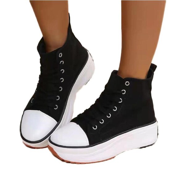 Nevenka Womens High Top Canvas Sneaker Memory Foam Sneakers-Black 37