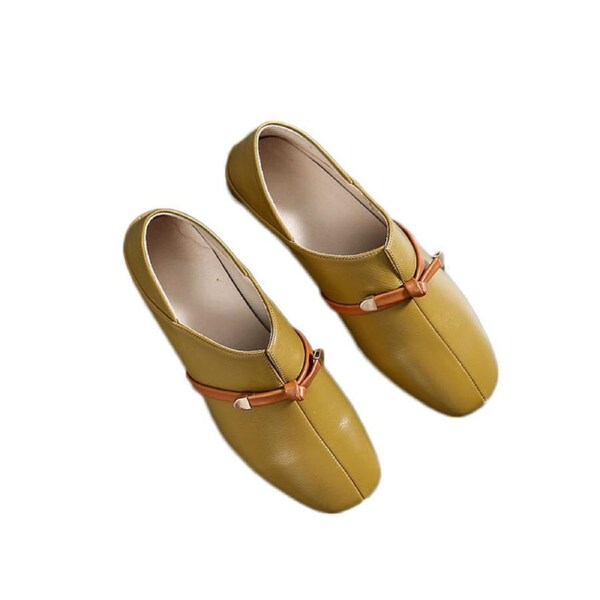 Nevenka Womens Square Toe Low Heel Loafer Casual Slip-ons-Yellow 35
