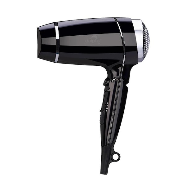 Dolphy 1800W High-Speed Foldable Hair Dryer - Black, Hot & Cold Air, Low Noise