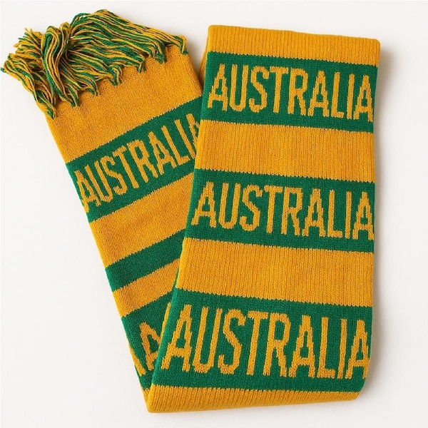 Australia Scarf Olympics Soccer Football Team Supporter Green & Gold Yellow