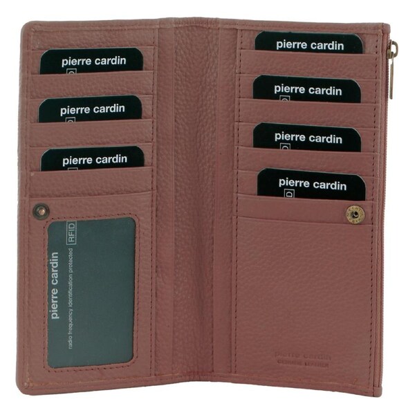 Pierre Cardin Ladies Womens Soft Italian Leather RFID Purse Wallet in Casia Rose
