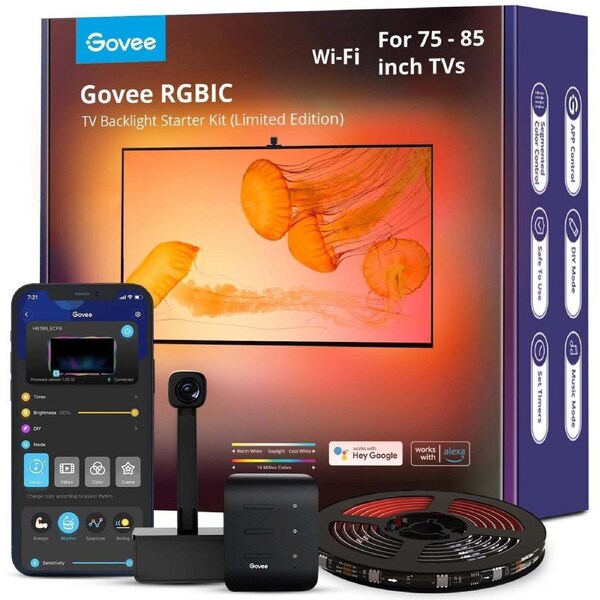 Govee RGBIC WiFi Smart Backlight Strip Starter Kit For 75-85" TV