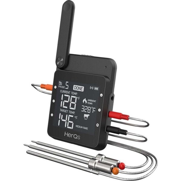 HerQs Professional Digital Meat Thermometer Bluetooth/WiFi Black