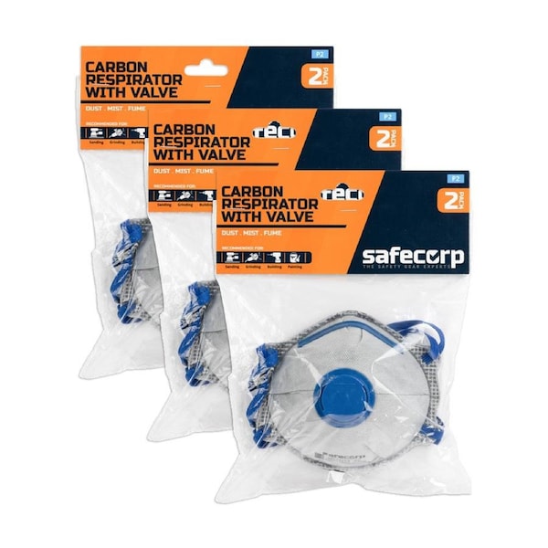 6pc Safecorp P2 Valve Dust Masks Protective Pollution Face/Mouth Cover PPE White