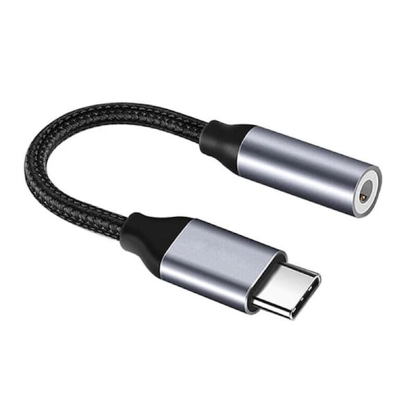 USB Type C to 3.5mm Headphone Audio Jack Aux Cable Adapter Compatible iPhone IOS 15 Series / Android Samsung / Google Pixel - Grey