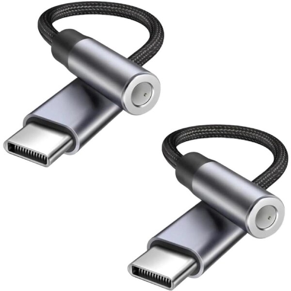 (2-Pack) USB Type C to 3.5mm Headphone Audio Jack Aux Cable Adapter Compatible iPhone IOS 15 Series / Android Samsung / Google Pixel - Grey