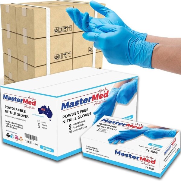 1 Pallet Mastermed Blue Nitrile Gloves 3.5g / Powder Free Latex free / 840 Boxes of 100pcs - XLarge