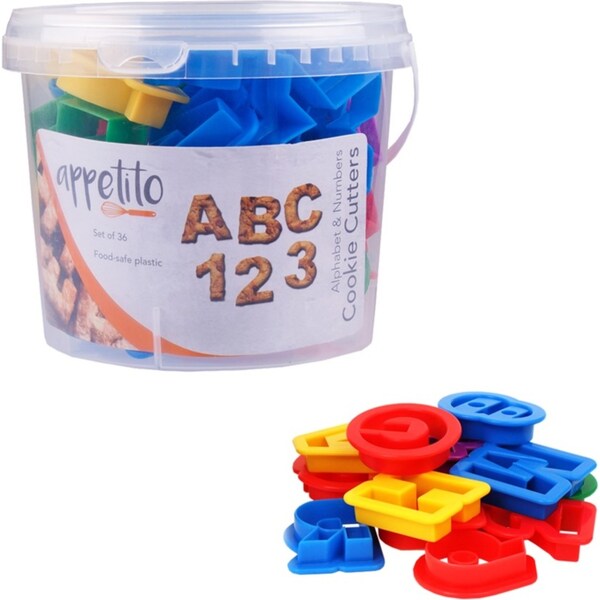 Appetito 36 Piece Alphabet & Number Cookie Cutter Set