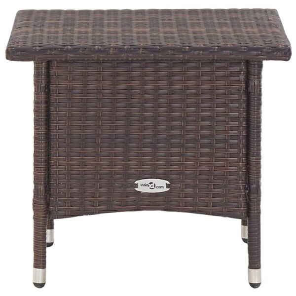 Poly Rattan Tea Side Table Weather Resistant Rustic Garden Patio Furniture Brown