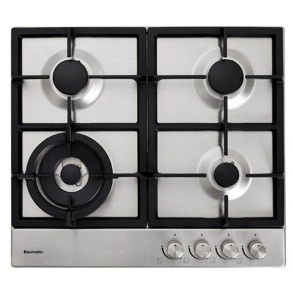 Baumatic 600mm 4 Burner Natural Gas Cooktop with Wok Burner